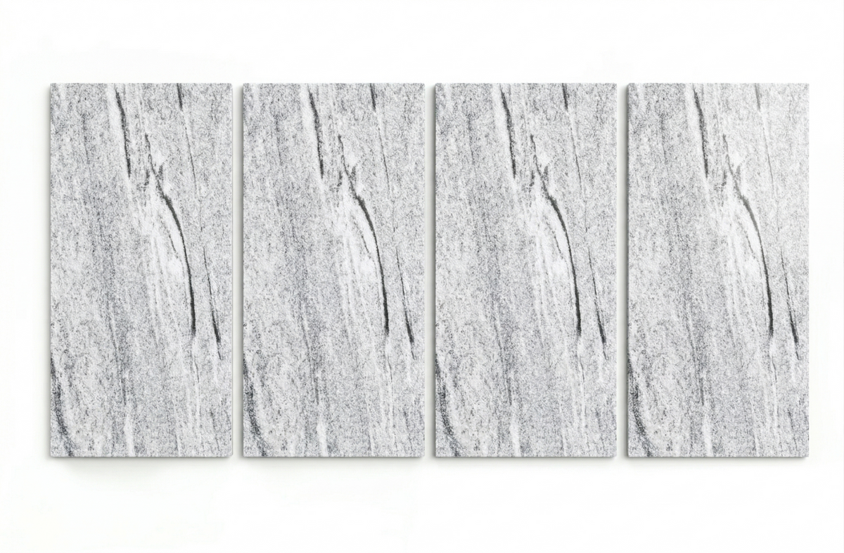 Placi granit Viscont White alb cu vene gri 60x30 cm pentru blaturi bucatarie si pardoseli