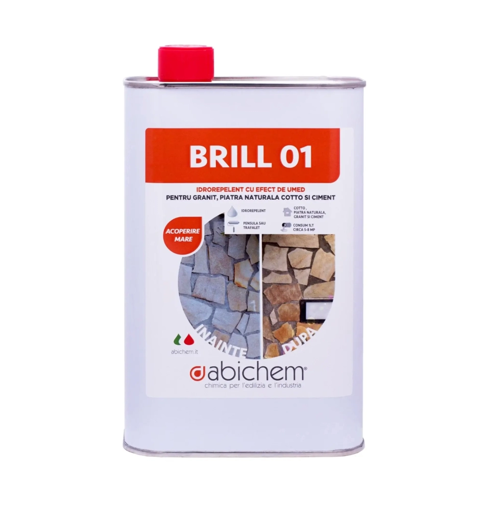 BRILL01 – Impermeabilizant Profesional cu Efect Umed Lucios pentru Piatra Naturala